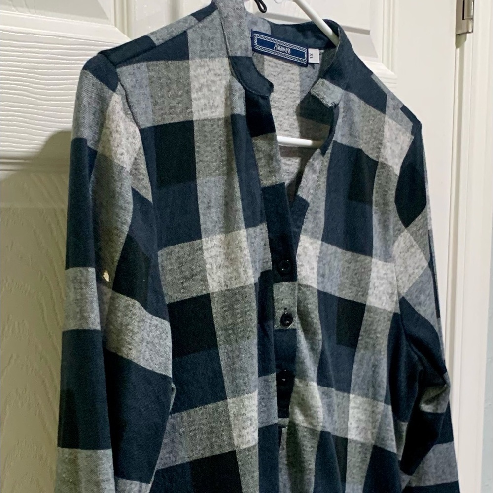 Tunic, mini dress, blue plaid! Knit